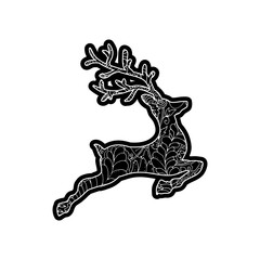 Jumping deep with horns. Knockout printing sticker,isolated clipart. Vector illustration