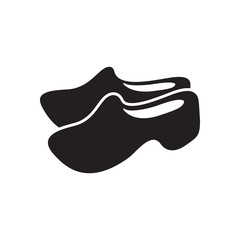 Flat icon in black and white wooden shoes 