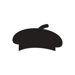 Flat icon in black and white beret  - obrazy, fototapety, plakaty