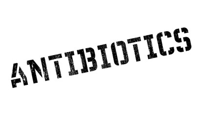 Antibiotics stamp. Grunge design with dust scratches. Effects can be easily removed for a clean, crisp look. Color is easily changed.