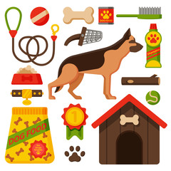 Vector illustration funny german shepherd dog.