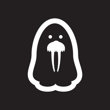 recommend clip art: Flat icon in black and white style walrus