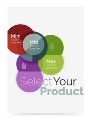 Transparent paper circles with option text