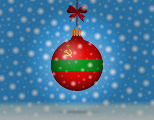snowfall and snowball with flag of transnistria