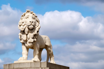The South Bank Lion statue on Westminster Bridge in London