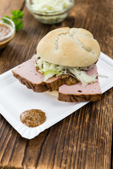 Leberkaese (selective focus)