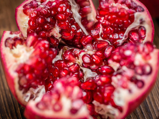 Portion of Pomegranate seeds (selective focus)