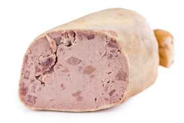Portion of Liverwurst isolated on white