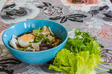 Noodle roll soup with pork ,chinese food