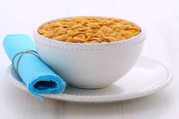 Healthy corn flakes breakfast