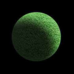 Realistic Planet of grass isolated on black background. Elements of this image furnished by NASA.