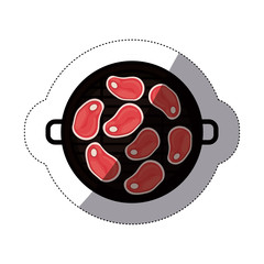 Grill and meat icon. Bbq menu steak house food and meal theme. Isolated design. Vector illustration