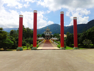 Fototapeta na wymiar Landscape view of Huai Pla Kang temple at Chiang Rai, Thailand