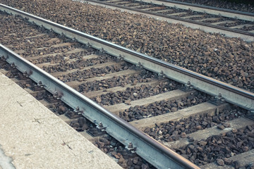 Rails of an old railway without train