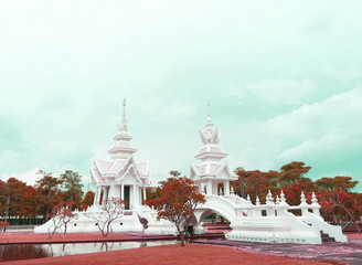Landscape view of Huai Pla Kang temple at Chiang Rai, Thailand
