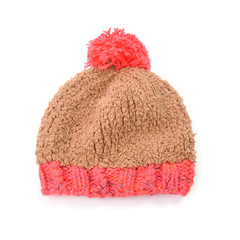 knitted hat with pompom isolated on white background