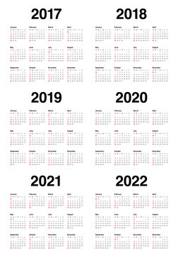 Simple Calendar Template For 2017 To 2022