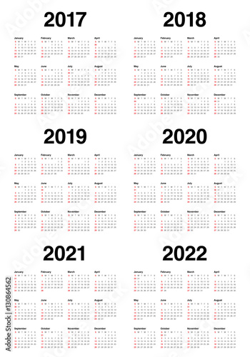 &quot;Simple Calendar template for 2017 to 2022&quot; Stock image and royalty