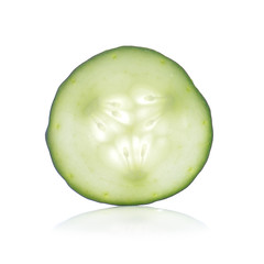 sliced cucumber isolated on white background.