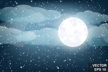 Obraz na płótnie Canvas Full moon. Bright light. Satellite. Planet. Night sky. Stars.