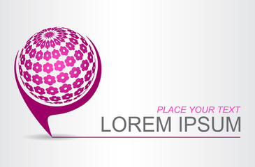 Logo stylized spherical surface with abstract shapes