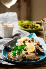 Vitello tonnato.selective focus.