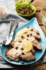 Vitello tonnato.selective focus.