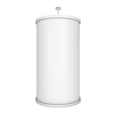Trade show booth column white and blank. 3d render isolated on white background. High Resolution Template for your design.