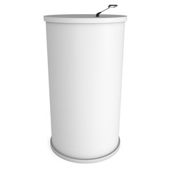 Trade show booth column white and blank. 3d render isolated on white background. High Resolution Template for your design.