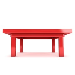 Red Table. 3D render isolated on white. Platform or Stand Illustration. Template for Object Presentation.
