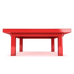 Red Table. 3D render isolated on white. Platform or Stand Illustration. Template for Object Presentation.