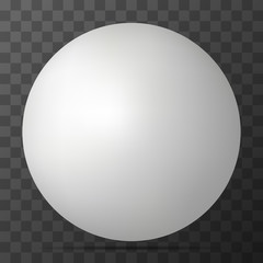 Vector white 3D sphere with realistic shadow and light for logo, design concepts, web, presentation. 3D Vector illustration on transparent background. Simple Template Ball for your Mock-Up Design
