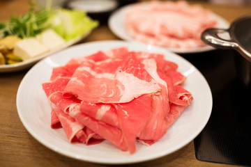 Sliced raw beef