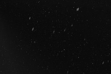 Fototapeta premium Rain or snow fall concept. Falling raindrops on black background