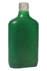 Glass and bottle wine on white background