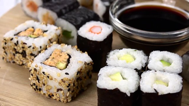 Mixed Sushi as not loopable roating 4K UHD footage