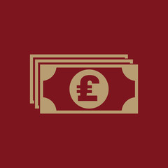 Money icon. Pound sterling and cash, coin, currency, bank symbol. Flat design. Stock - Vector