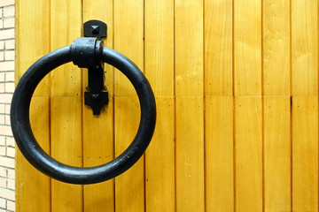 Handle on wooden gate