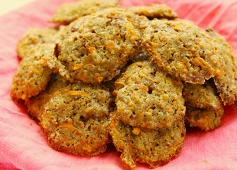 carrot cookies on cloth close up photo
