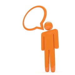 3d man with talk bubbles isolated over a white . 3d rendering.