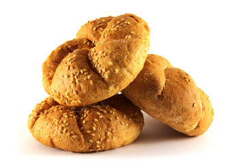 buns with jam on a white background, isolated