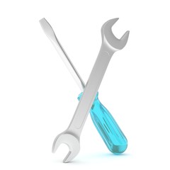 3D Illustration Wrench and screwdriver, service concept