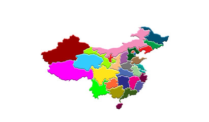 China Map with different color region
