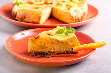 Apple cake with cream cheese topping