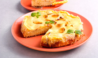 Apple cake with cream cheese topping