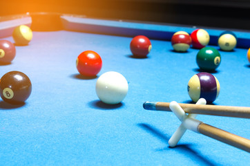 Snooker ball on snooker table,