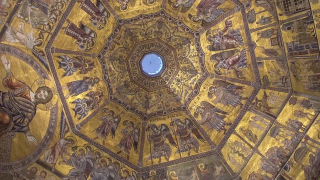 LORENCE, ITALY: Interior of Battistero di San Giovanni. Beautiful ceiling.