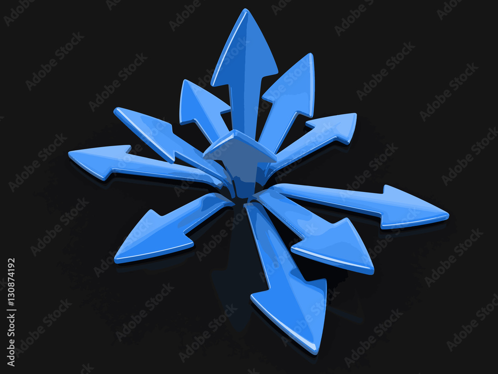Poster 3d image of arrows in different directions. image with clipping path
