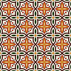 Bright seamless pattern with geometric ornament in Christmas traditional colors. Ethnic and tribal motifs.