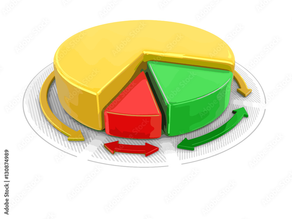 Poster pie chart in 3d. image with clipping path